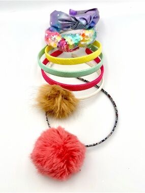 Kids Colorful Pom & Sequin Headband Bundle